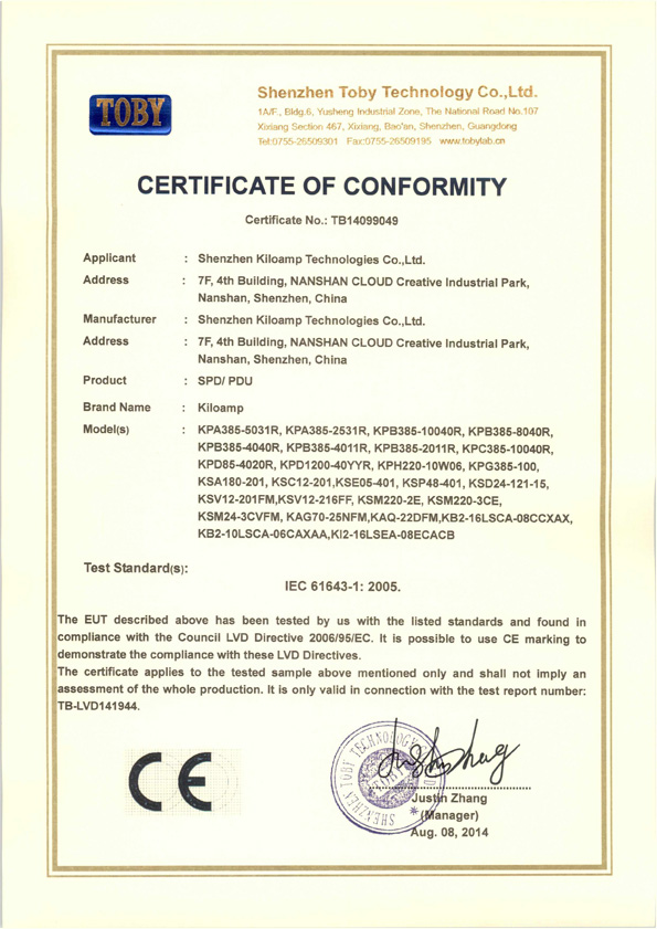 CE certification TB-LVD