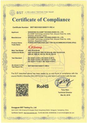 Kiloamp Technology's entire line of products passed RoHS certification